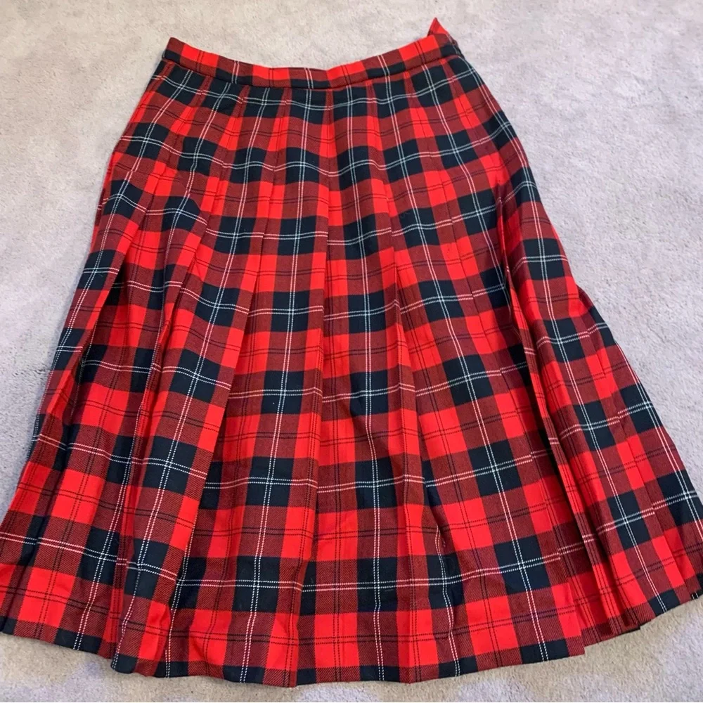 Pendleton | Vintage Red Plaid pleated Midi Skirt - Picture 2 of 7